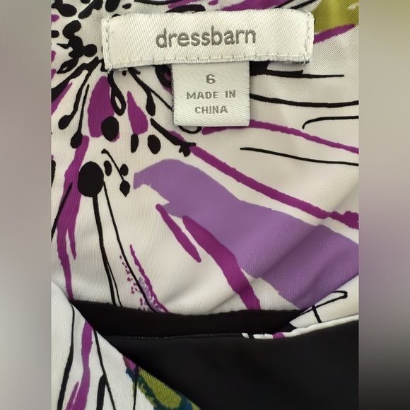 Dressbarn Maxi Dress 6 Black Purple Floral Print Empire Waist Flutter Sleeve - Picture 5 of 8